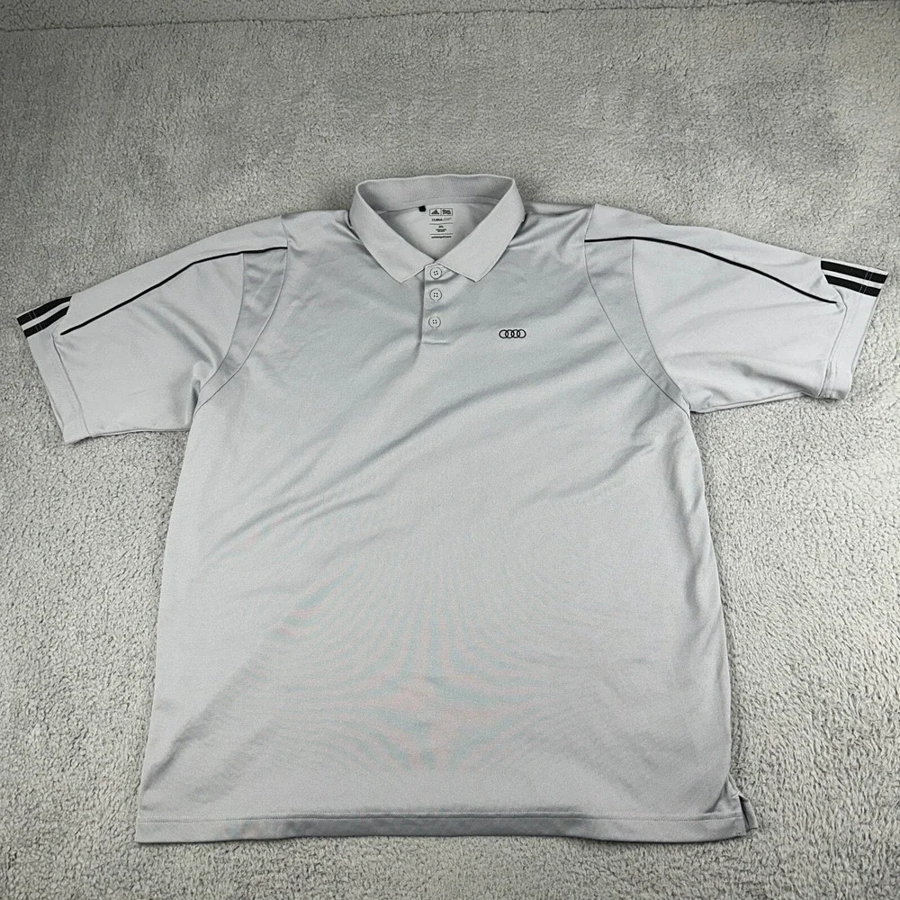 Adidas Golf Polo Shirt Mens 2XL Gray Climalite Short Sleeve
